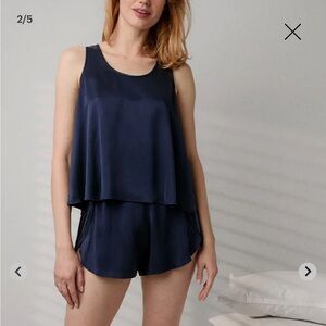 Lunya Navy Silk Sleep Set